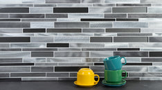 Twilight Interlocking Mixed Aluminum and Glass Mosaic Tile, Backsplash for Kitchen and Living Space - 10 Square Feet Per Carton