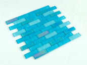 Swimming Pool Shimmer Series 1" x 3" Straight Edge Glass Mosaic Tile - 5 Square Feet Per Carton