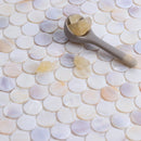 0.8" x 0.8" Mother of Pearl Seashell Penny Round Mosaic Sheet - 10.78 Square Feet Per Carton - Arctic Breeze