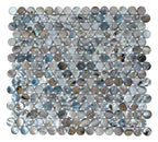 0.8" x 0.8" Mother of Pearl Seashell Penny Round Mosaic Sheet - 10.78 Square Feet Per Carton - Arctic Breeze