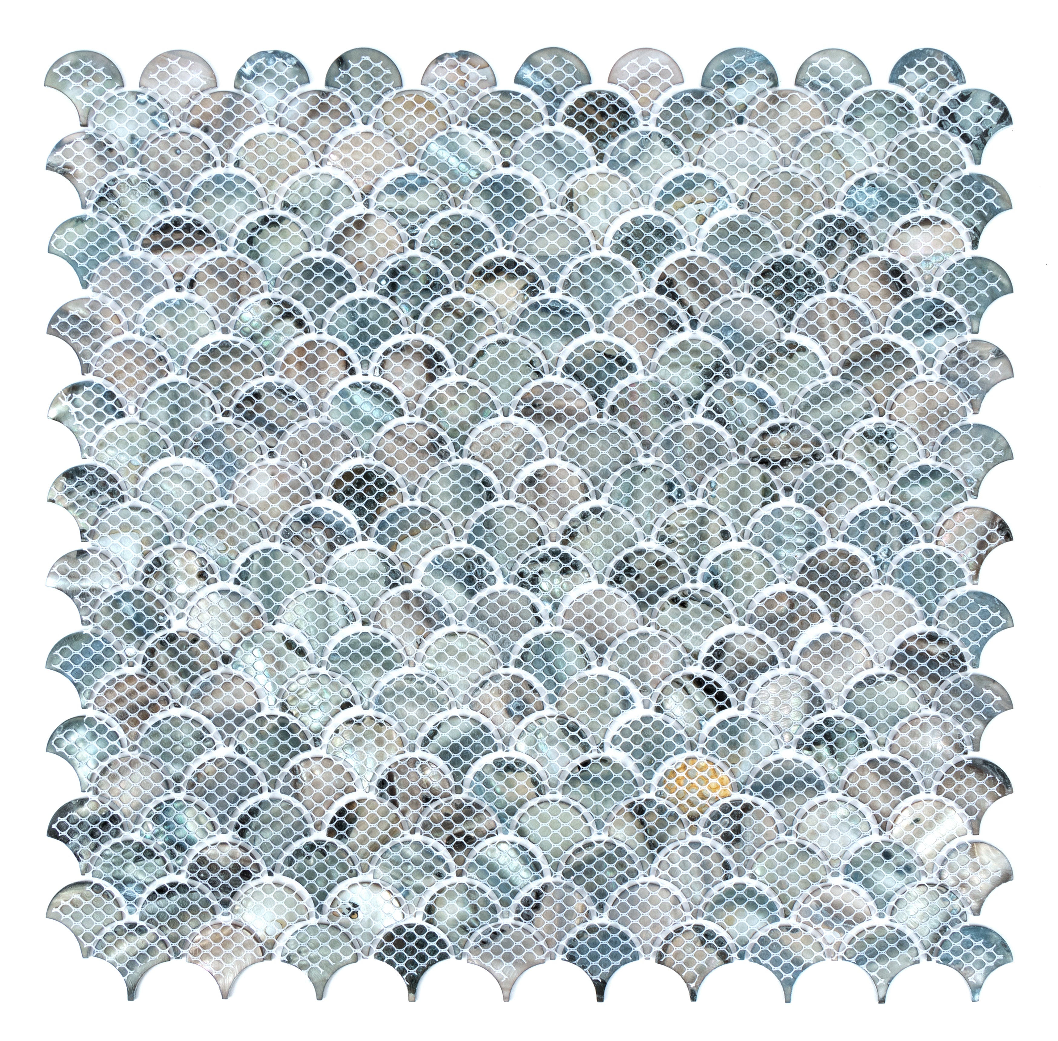 1" x 1" Mother of Pearl Seashell Fish Scale Mosaic Sheet - 10.65 Sqft Per Carton