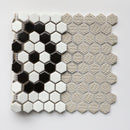 Retro 1" x 1" Hexagon Porcelain Tile in Hex Pattern, Matte Finished Floor & Wall Tile - 9 Square Feet Per Carton