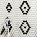 Retro 1" x 1" Hexagon Porcelain Tile in Hex Pattern, Matte Finished Floor & Wall Tile - 9 Square Feet Per Carton