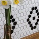 Retro 1" x 1" Hexagon Porcelain Tile in Hex Pattern, Matte Finished Floor & Wall Tile - 9 Square Feet Per Carton