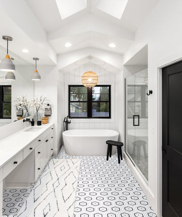 gray tile bathroom floor