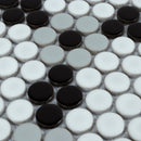 Perfection 1" Penny Round Flower Pattern Porcelain Tile, Matte Finished Floor & Wall Tile -  7.38 Sqft