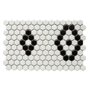 Retro 1" x 1" Hexagon Porcelain Tile in Hex Pattern, Matte Finished Floor & Wall Tile - 9 Square Feet Per Carton