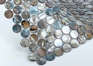 0.8" x 0.8" Mother of Pearl Seashell Penny Round Mosaic Sheet - 10.78 Square Feet Per Carton - Arctic Breeze