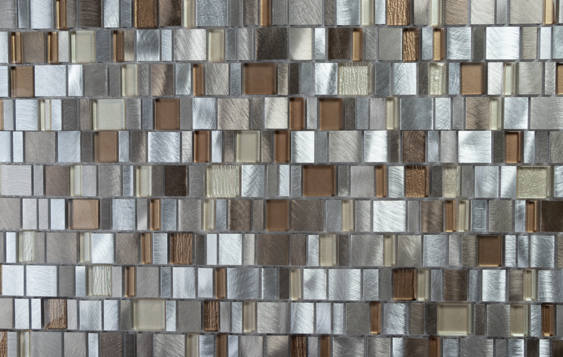Twilight Mixed Squares Aluminum and Glass, Backsplash for Kitchen and Living Space - 10 Square Feet Per Carton