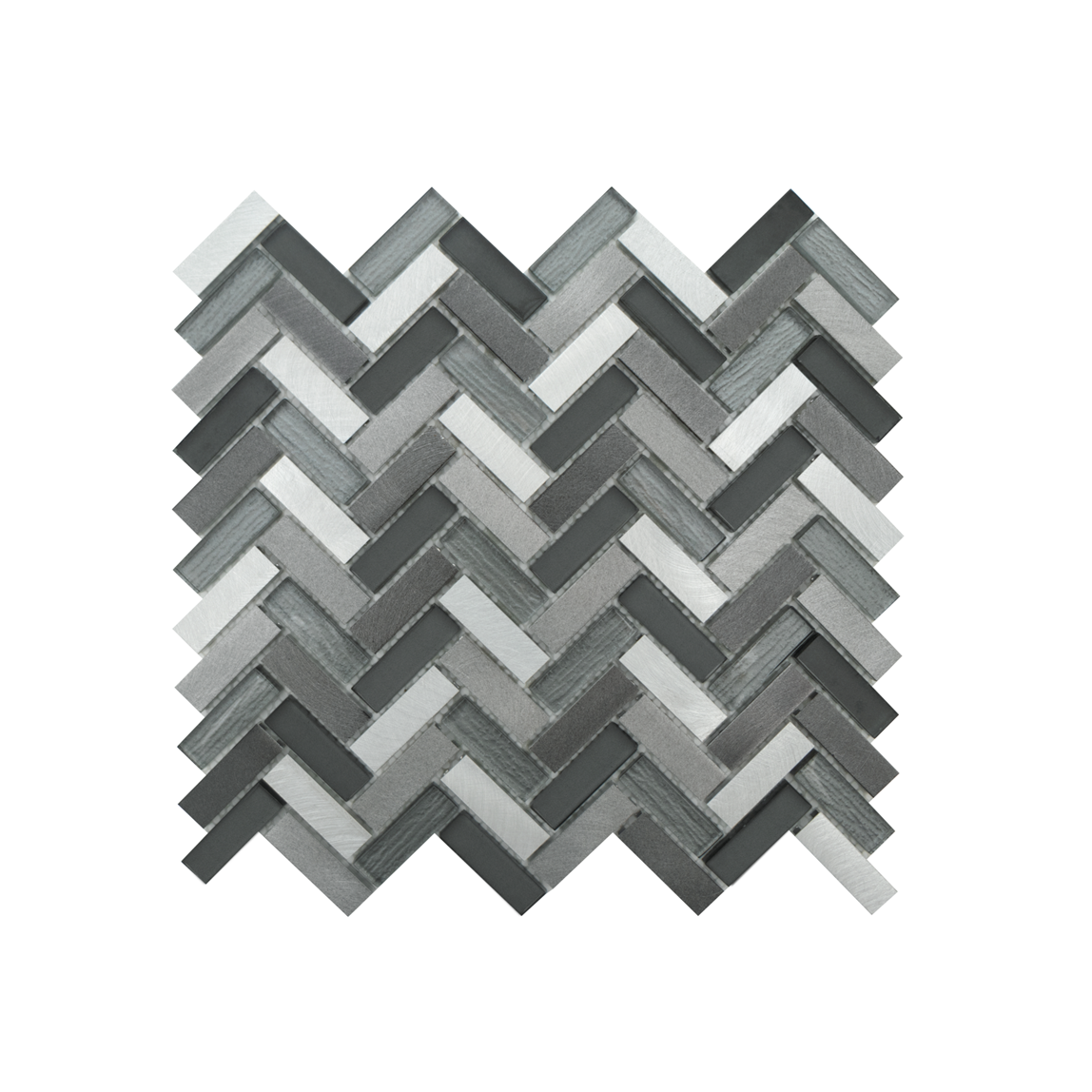 Twilight Chevron Aluminum and Glass Mosaic Tile, Backsplash for Kitchen and Living Space - 9 Square Feet Per Carton