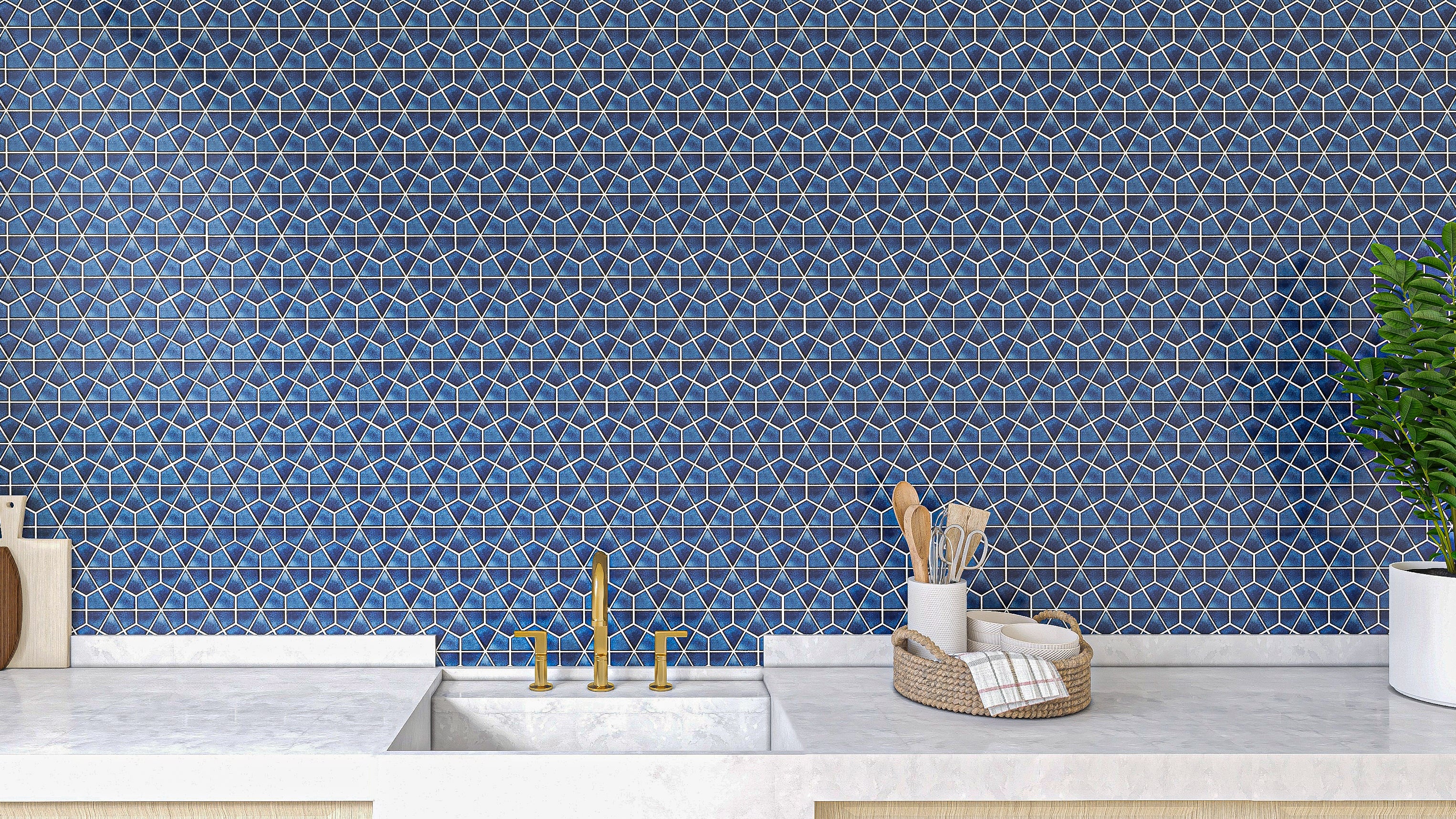 2" x 3" Porcelain Mosaic Wall Tile  - 6.93 Square Feet Per Carton - Cobalt Blue