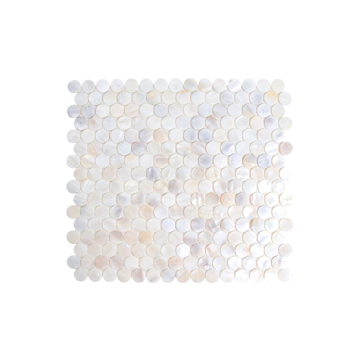0.8" x 0.8" Mother of Pearl Seashell Penny Round Mosaic Sheet - 10.78 Square Feet Per Carton - Arctic Breeze