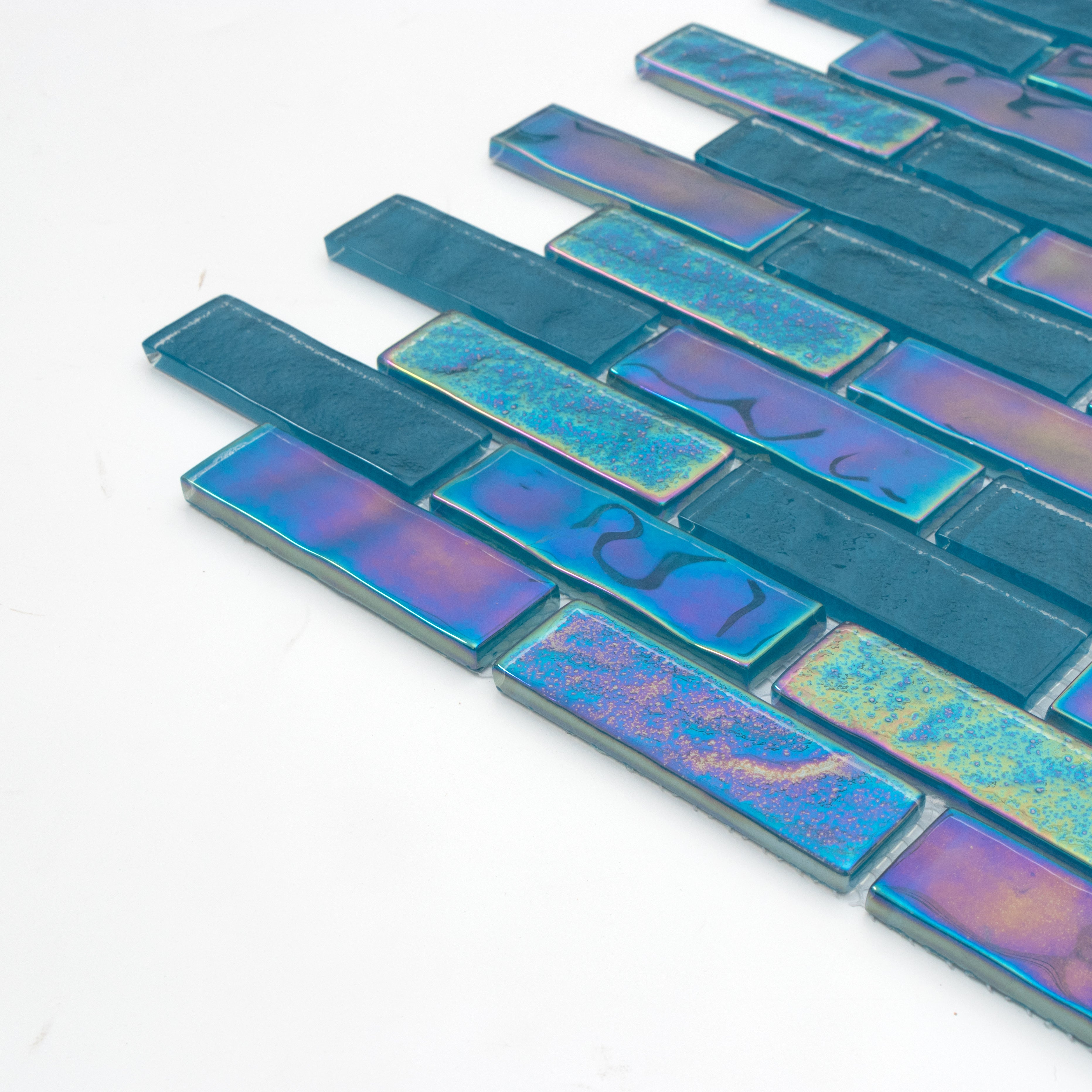 Iridescent 1" x 3" Glass Mosaic Tile for Swimming Pool - 15 Sqft Per Carton