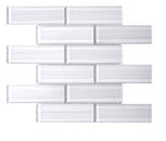 Hand Painted 2" x 6" Glass Mosaic Subway Tile, Backsplash for Kitchen and Bathroom - 5 Square Feet Per Carton - Hand Painted Super White