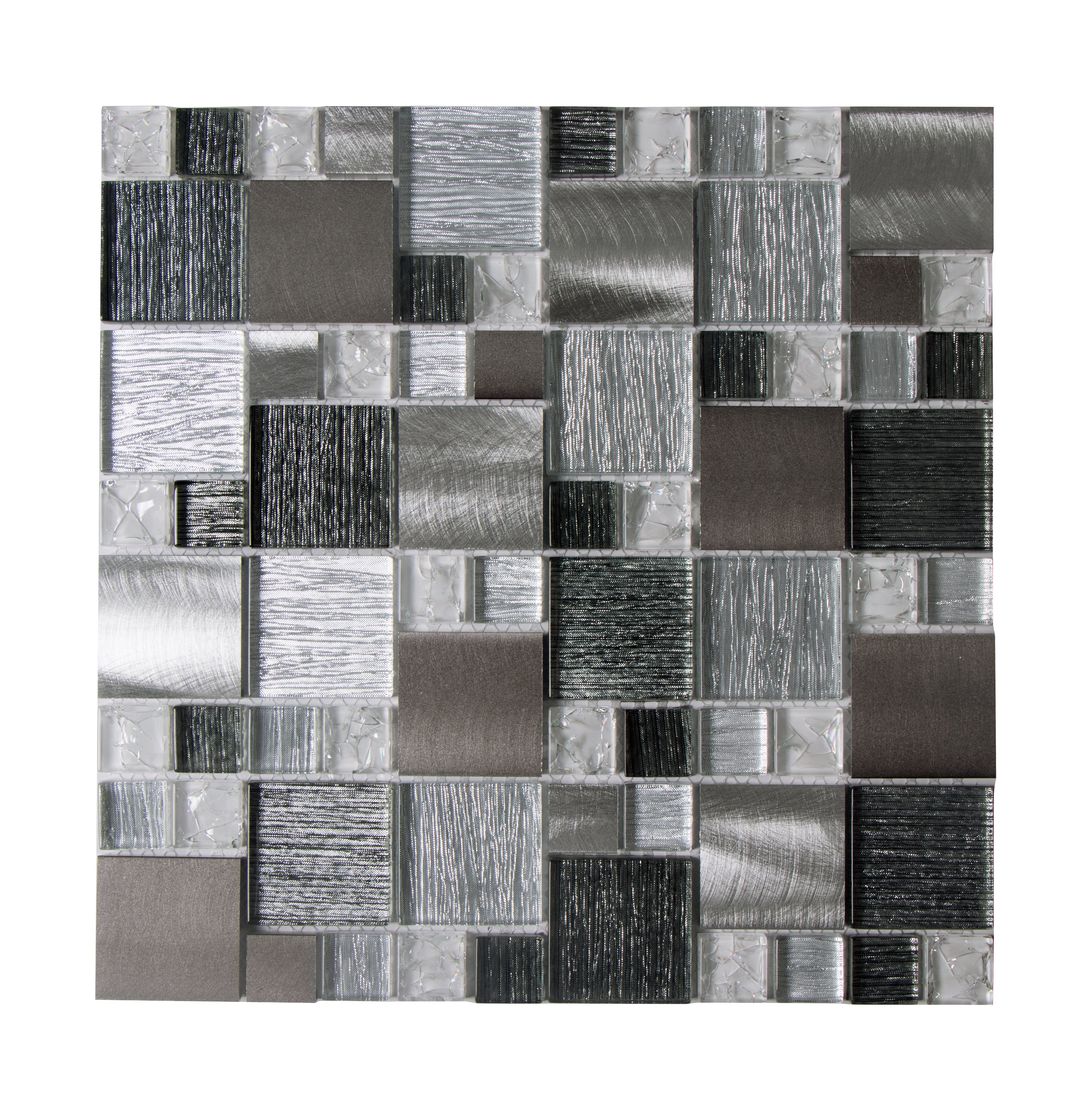 Twilight Square Aluminum and Glass Mosaic Tile, Backsplash for Kitchen and Living Space - 5 Sqft Per Carton