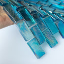 Swimming Pool Iridescent Series 0.75" x 1.65" Brick Layout Glass Mosaic Tile - 5 Square Feet Per Carton