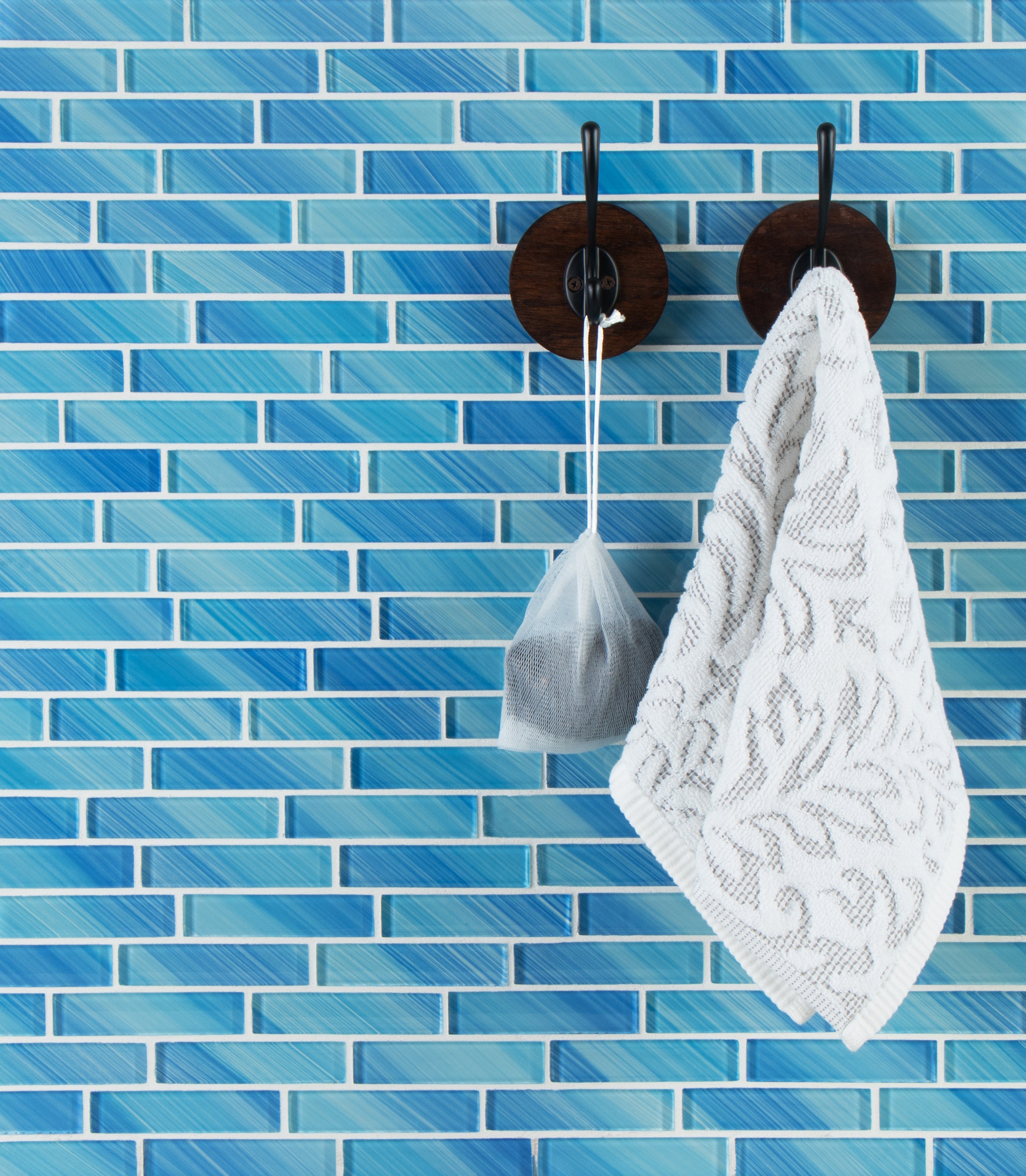 Hand Painted Offset 1" x 4" Glass Mosaic Tile, Backsplash for Kitchen and Bathroom - 5 Square Feet Per Carton