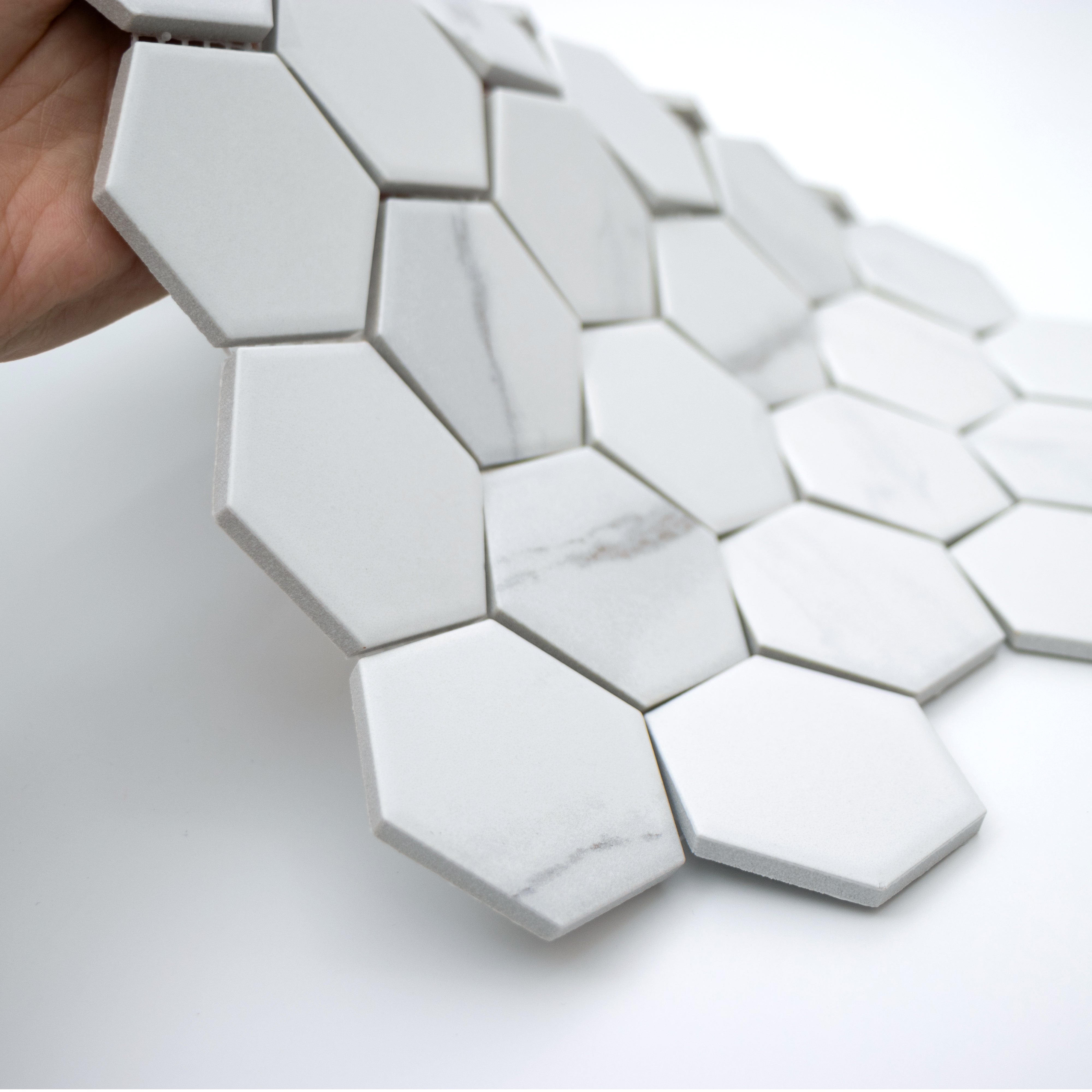 Retro 2" Hexagon Porcelain Tile, Matte Finished Floor & Wall Tile - 9 Square Feet Per Carton - Carrara
