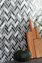 Twilight Chevron Aluminum and Glass Mosaic Tile, Backsplash for Kitchen and Living Space - 9 Square Feet Per Carton