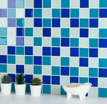 Tenedos 2x2 Square Glass Mosaic Wall Tile (Summer - Red Brownish and Gold) - Glass Tile Backsplash