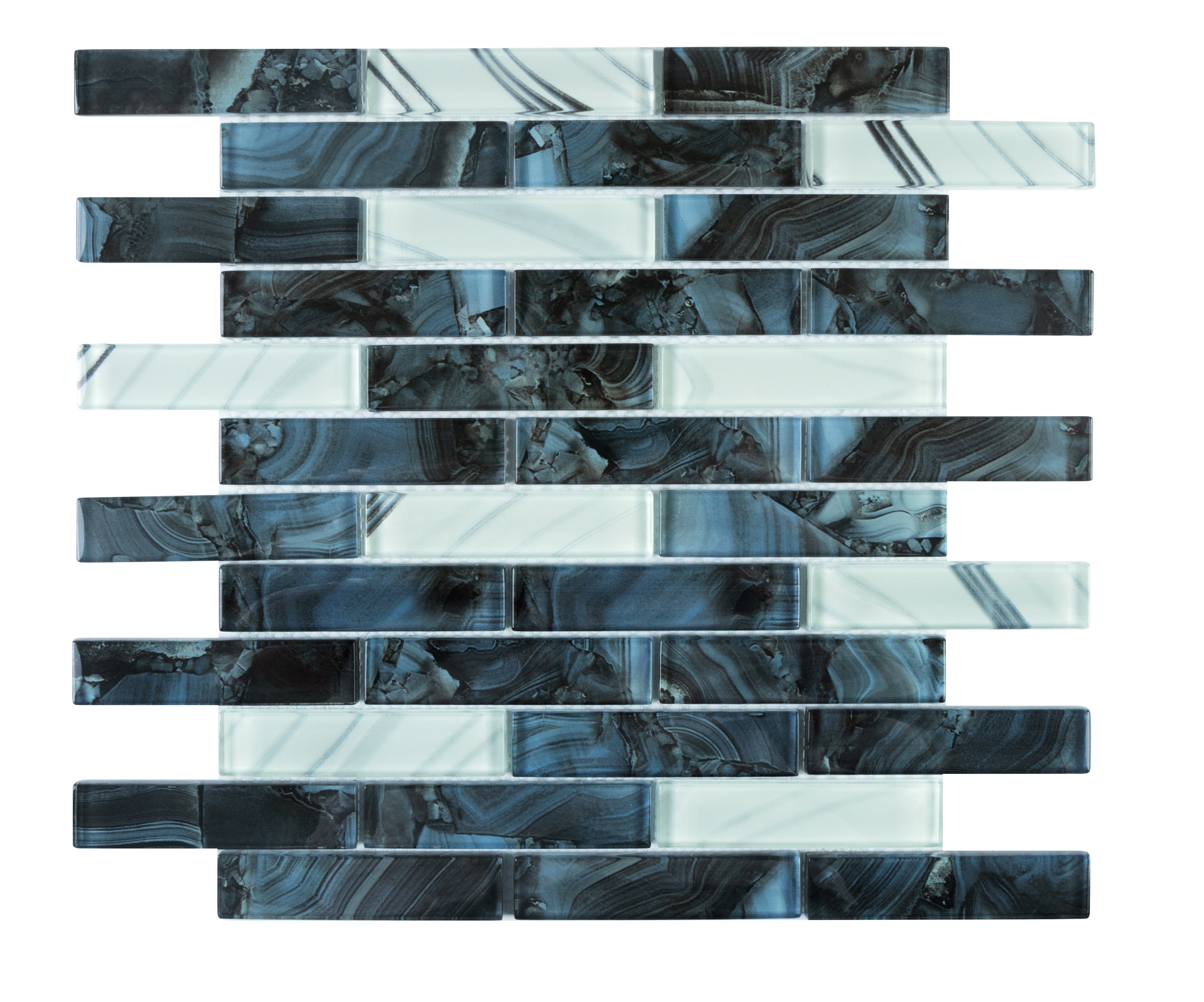Impressions 1" x 4" Glass Mosaic Tile, Backsplash for Kitchen and Bathroom - 5 Square Feet Per Carton